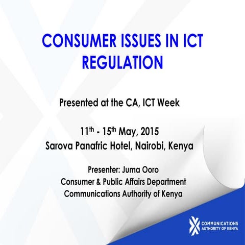 Presentation on consumer issues in ICT regulation