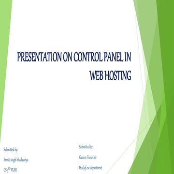 Presentation on control panel in web hosting