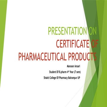 Presentation On COPPs . Certificate of pharmaceutical products.pptx
