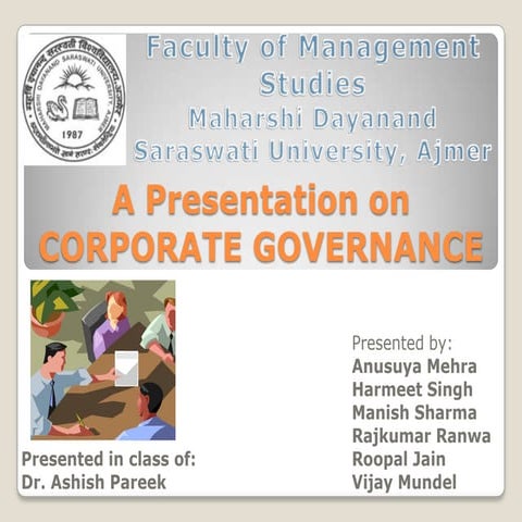 Presentation on corporate goverence