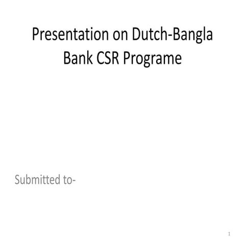 Presentation on dbbl csr activaty | PPTX
