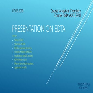 Complexometric Titration, EDTA Titration