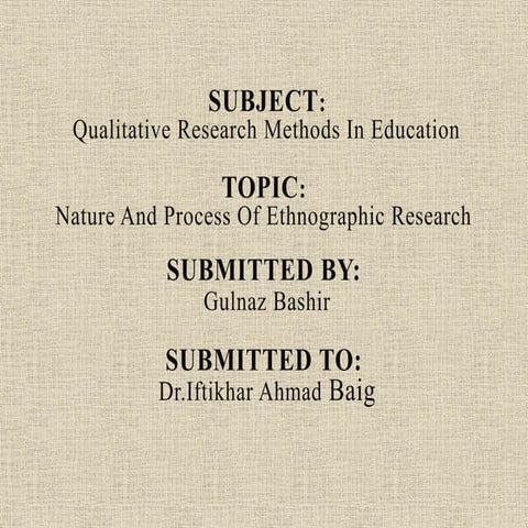 Presentation on ethnographic research