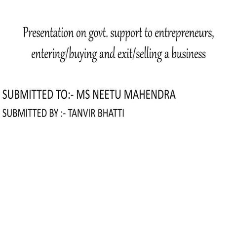 Presentation on govt support to business