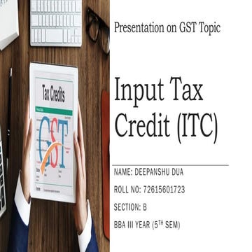 Gst input tax credit ppt | PPTX