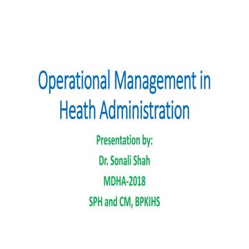 Operational Management in Health Administration