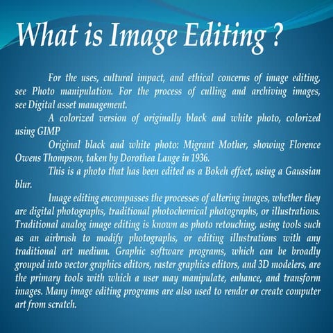 Presentation on image editing