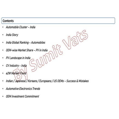 Presentation on PV, CV & 2W Market in India