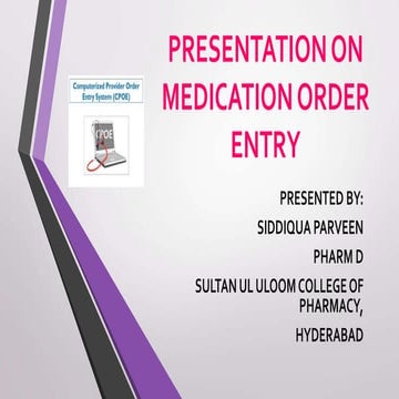 Presentation on medication order entry