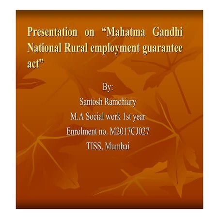 Mahatma Gandhi National Rural Employment guarantee act | PDF