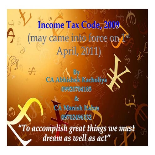 Presentation On New Income Tax Code 2009 (India)