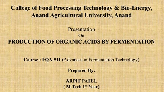 Organic acids production copy | PPT