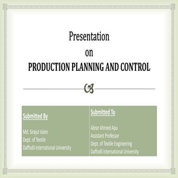 Presentation on Production Planning and Control