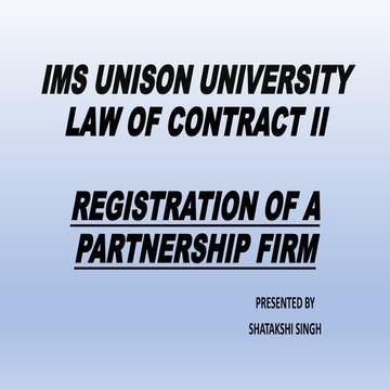 Presentation on registration of a partnership firm