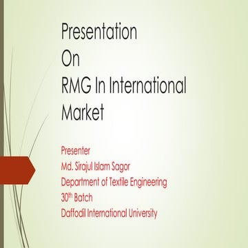 Ready Made Garments (RMG) in International Market
