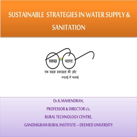SUSTAINABLE  STRATEGIES IN WATER SUPPLY & SANITATION