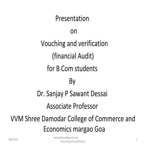Presentation on vouching and verification