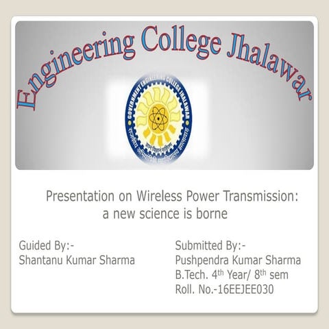 Presentation on wireless power transmission:a new science is borne(WPS)