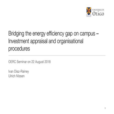 Bridging the energy efficiency gap on campus – Investment appraisal and ...