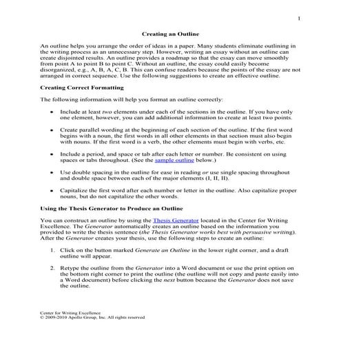 Presentation outline