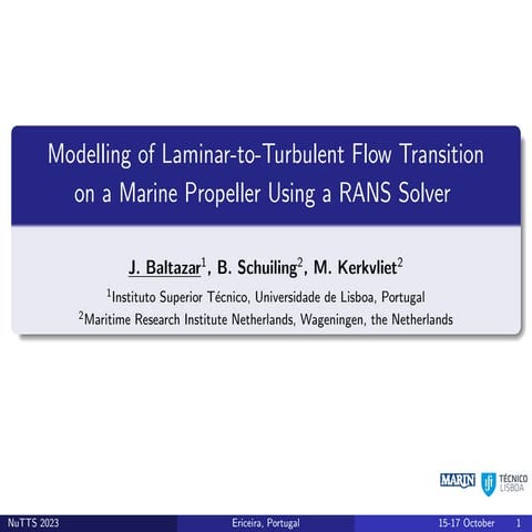 Modelling of Laminar-to-Turbulent Flow Transition on a Marine Propeller Using a RANS Solver