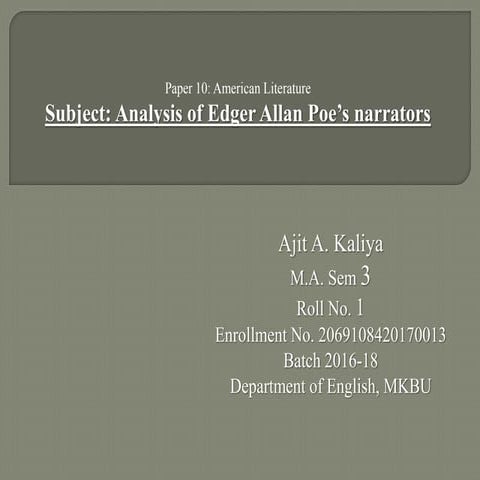 Analysis of Edger Alan Poe's narrators