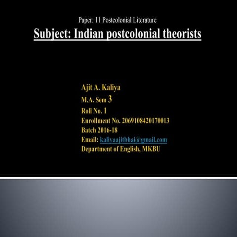 Indian post colonial theorists