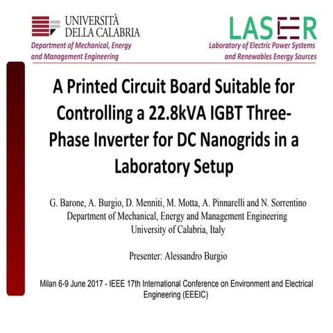 A Printed Circuit Board Suitable for Controlling a 22.8kVA IGBT Three-Phase Inverter for DC Nanogrids in a Laboratory Setup