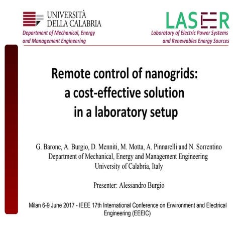 Remote Control of Nanogrids: a Cost-effective Solution in a Laboratory Setup