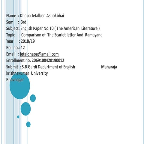 Comparison of the Scarlet letter and Ramayana 