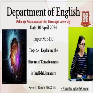 Presentation Paper No. -110A:  History of English Literature – From 1900 to 2000
