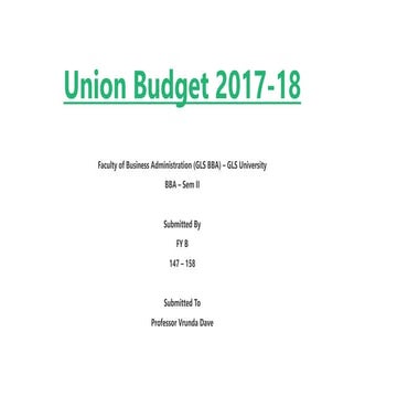 Union Budget 2017-18 Presentation