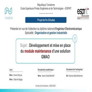 Développement et mise en place module maintenance GMAO  