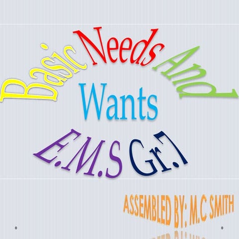 Basic Needs and Wants: Grade 7 EMS