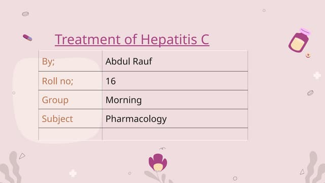 Treatment of Hepatitis C pharmacology presentation