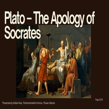 Plato's The Apology of Socrates: Philosophy, Trial, and Legacy | PDF
