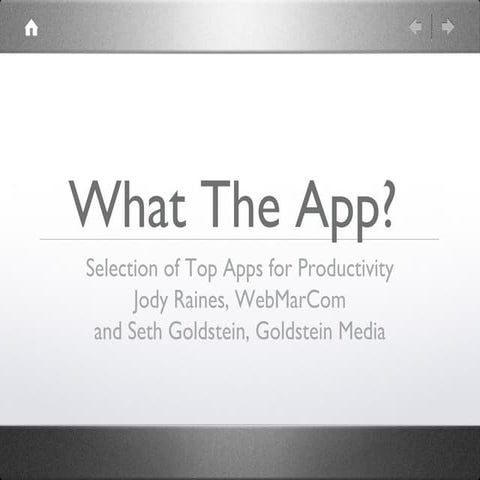 What The App Presentation Podcamp East 2012