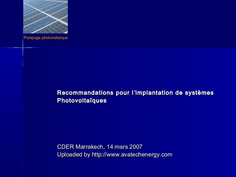 Presentation Pompage Solaire