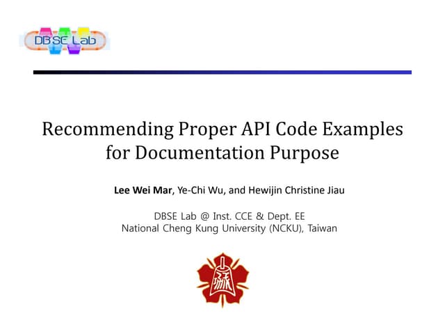 Recommending Proper API Code Examples for Documentation Purpose | PDF