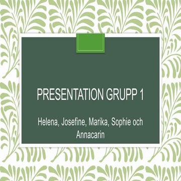 Presentation projektutvärdering grupp 1 | PDF