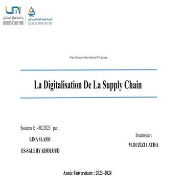 DEMARCHE POUR LA DIGITALISATION DE LA SUPPLY CHAIN SECTEUR INDUSTRIEL ...
