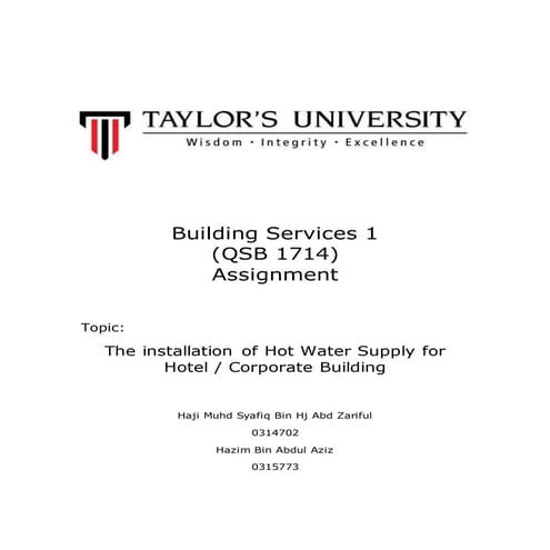 Hot Water Supply Report BS1