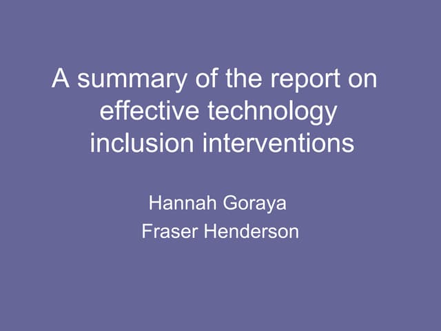 Presentation report summary 130423