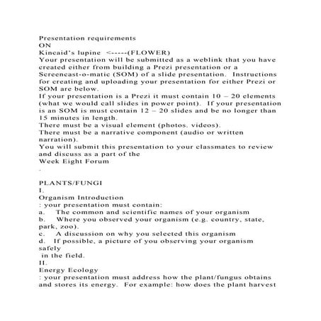 Presentation requirements ON Kincaid’s lupine  -----(FLOWER)Y.docx