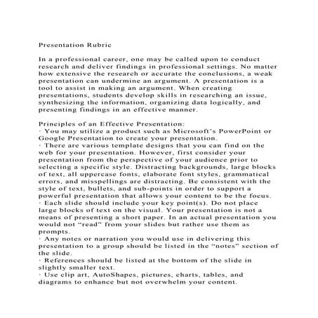 Presentation RubricIn a professional career, one may be called.docx