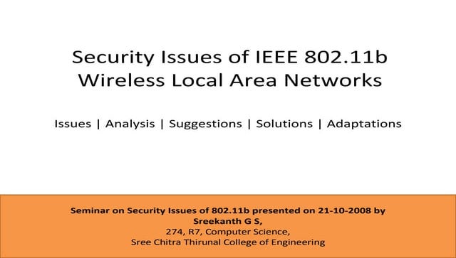 Security Issues of IEEE 802.11b