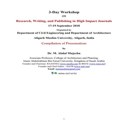 Research, Writing, and Publishing in High Impact Journals