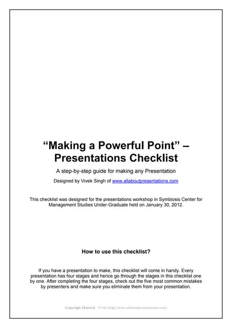 Presentations Checklist