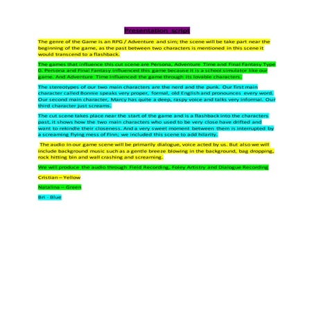 Bh cutscene script finished | DOCX