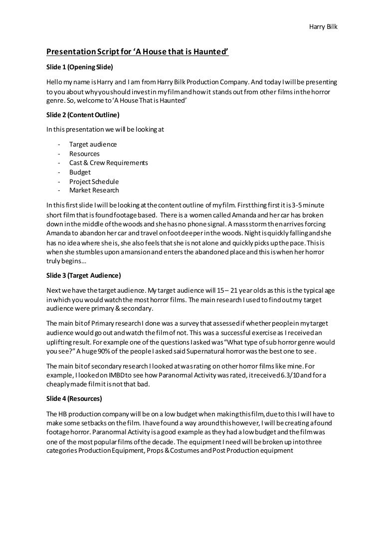 Sample Script For Research Presentation